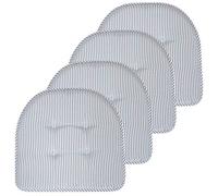 Sweet Home Collection Chair Cushion Memory Foam Pads Tufted Slip Non Skid Rubber Back U-Shaped 17" x 16" Seat Cover, Pinstripe Blue 4 Count