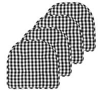 Sweet Home Collection Chair Cushion Memory Foam Pads Tufted Slip Non Skid Rubber Back U-Shaped 17" x 16" Seat Cover, Checkered Black/White 4 Count