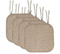 Sweet Home Collection Chair Cushion Memory Foam Pads with Ties Honeycomb Pattern Slip Non Skid Rubber Back Rounded Square 16" x 16" Seat Cover, 4 Pack, Aria Brown