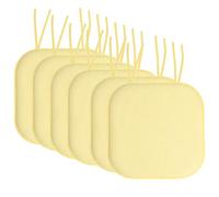 Sweet Home Collection Chair Cushion Memory Foam Pads with Ties Honeycomb Pattern Slip Non Skid Rubber Back Rounded Square 16" x 16" Seat Cover, 6 Pack, Yellow