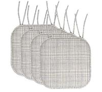 Sweet Home Collection Chair Cushion Memory Foam Pads with Ties Honeycomb Pattern Slip Non Skid Rubber Back Rounded Square 16" x 16" Seat Cover, 4 Pack, Aria Silver/Cream