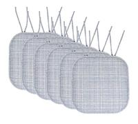 Sweet Home Collection Chair Cushion Memory Foam Pads with Ties Honeycomb Pattern Slip Non Skid Rubber Back Rounded Square 16" x 16" Seat Cover, 6 Pack, Aria Silver/Blue 12 Pack