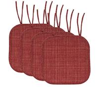 Sweet Home Collection Chair Cushion Memory Foam Pads with Ties Honeycomb Pattern Slip Non Skid Rubber Back Rounded Square 16" x 16" Seat Cover, 4 Pack, Aria Burgundy