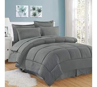 Sweet Home Collection Comforter/Sheet Bed Skirt and Sham Set, Gray, King(Pack of 1)
