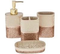Sweet Home Collection Contemporary Decorative Beautiful Designs Bath Shower Tub Décor, Resin, Parker, 4 Piece Set