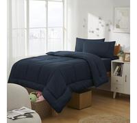 Sweet Home Collection Dorm Room Essentials College Bedding Comforter Set 7 Piece Full Size Bed in a Bag for College Students Boys and Girls, Full, Navy Blue