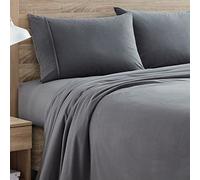 Sweet Home Collection Flannel Sheets Warm and Cozy Deep Pocket Breathable All Season Bedding Set with Fitted, Flat and Pillowcases, King, Gray