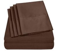 Sweet Home Collection Full Size Bed Sheets - 6 Piece 1500 Supreme Collection Fine Brushed Microfiber Deep Pocket Full Sheet Set Bedding - 2 Extra Pillow Cases, Brown