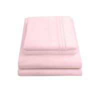 Sweet Home Collection Luxury Bedding Set with Flat, Fitted Sheet, 2 Pillow Cases, Fine Double Brushed Microfiber, Pale Pink, King