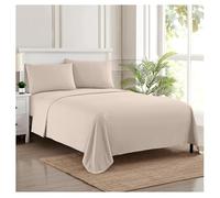 Sweet Home Collection Luxury Bedding Set with Flat, Fitted Sheet, 2 Pillow Cases, Microfiber, Beige, Full