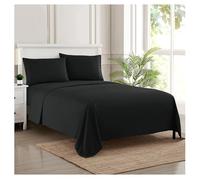Sweet Home Collection Luxury Bedding Set with Flat, Fitted Sheet, 2 Pillow Cases, Microfiber, Black, Twin