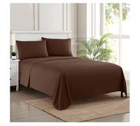Sweet Home Collection Luxury Bedding Set with Flat, Fitted Sheet, 2 Pillow Cases, Microfiber, Brown, California King