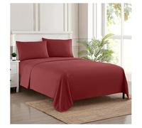 Sweet Home Collection Luxury Bedding Set with Flat, Fitted Sheet, 2 Pillow Cases, Microfiber, Burgundy, King