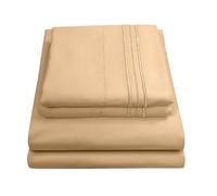Sweet Home Collection Luxury Bedding Set with Flat, Fitted Sheet, 2 Pillow Cases, Microfiber, Camel, King