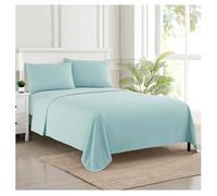 Sweet Home Collection Luxury Bedding Set with Flat, Fitted Sheet, 2 Pillow Cases, Microfiber, Light Blue, Queen
