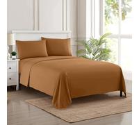 Sweet Home Collection Luxury Bedding Set with Flat, Fitted Sheet, 2 Pillow Cases, Microfiber, Mocha, Twin