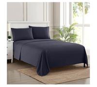 Sweet Home Collection Luxury Bedding Set with Flat, Fitted Sheet, 2 Pillow Cases, Microfiber, Navy, King