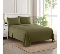 Sweet Home Collection Luxury Bedding Set with Flat, Fitted Sheet, 2 Pillow Cases, Microfiber, Olive, Queen