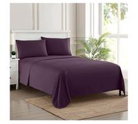Sweet Home Collection Luxury Bedding Set with Flat, Fitted Sheet, 2 Pillow Cases, Microfiber, Purple, King