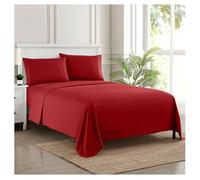 Sweet Home Collection Luxury Bedding Set with Flat, Fitted Sheet, 2 Pillow Cases, Microfiber, Red, Twin