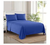 Sweet Home Collection Luxury Bedding Set with Flat, Fitted Sheet, 2 Pillow Cases, Microfiber, Royal Blue, king
