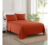Sweet Home Collection Luxury Bedding Set with Flat, Fitted Sheet, 2 Pillow Cases, Microfiber, Rust, California King