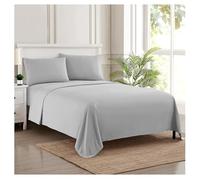 Sweet Home Collection Luxury Bedding Set with Flat, Fitted Sheet, 2 Pillow Cases, Microfiber, Silver, Full