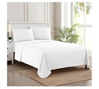 Sweet Home Collection Luxury Bedding Set with Flat, Fitted Sheet, 2 Pillow Cases, Microfiber, White, Twin