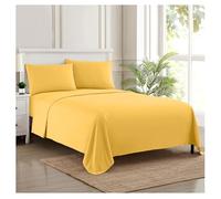 Sweet Home Collection Luxury Bedding Set with Flat, Fitted Sheet, 2 Pillow Cases, Microfiber, Yellow, California King