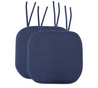 Sweet Home Collection Non Skid Rubber Back Rounded Square 16" x 16" Seat Cover, Polyurethane Memory Foam, Navy, 2 Count (Pack of 1)