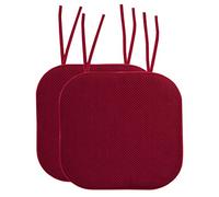 Sweet Home Collection Non Skid Rubber Back Rounded Square 16" x 16" Seat Cover, Polyurethane Memory Foam, Wine Burgundy, 2 Count (Pack of 1)