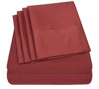 Sweet Home Collection Queen 6 Piece 1500 Supreme Collection Fine Brushed Microfiber Deep Pocket Queen Sheet Set Bedding - 2 Extra Pillow Cases, Great Value, Burgundy