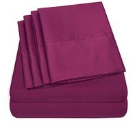 Sweet Home Collection Queen 6 Piece 1500 Supreme Collection Fine Brushed Microfiber Deep Pocket Queen Sheet Set Bedding - 2 Extra Pillow Cases, Berry