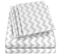 Queen Sheets Chevron Grey- 6 Piece 1500 Supreme Collection Fine Brushed Microfiber Deep Pocket Queen Sheet Set Bedding - 2 Extra Pillow Cases, Great Value, Queen, Chevron Gray