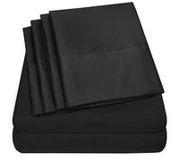 Queen Sheets Black - 6 Piece 1500 Supreme Collection Fine Brushed Microfiber Deep Pocket Queen Sheet Set Bedding - 2 Extra Pillow Cases, Great Value, Queen, Black