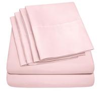 Sweet Home Collection Queen Sheets Pale Pink - 6 Piece 1500 Supreme Collection Fine Brushed Microfiber Deep Pocket Queen Sheet Set Bedding - 2 Extra Pillow Cases, Great Value