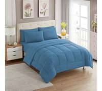 Sweet Home Collection Soft Down Alternative Blanket & Luxurious Microfiber Bed Sheets, Polyester, Denim, Twin