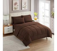 Sweet Home Collection Solid Color Comforter & Sheet Set, Polyester, Brown, Full