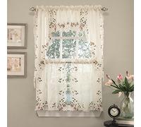 Sweet Home Collection Swag Choice 36" Pair, Rosemary Linen, 24 in Tier Set