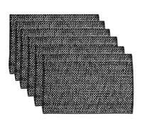 Sweet Home Collection Trends Two Tone 100% Cotton Woven Placemat (6 Pack), 13" x 19", Black