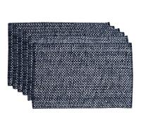 Sweet Home Collection Trends Two Tone 100% Cotton Woven Placemat (6 Pack), 13"x19", Navy