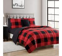 Sweet Home Collection Ultra Soft Down Alternative Set & Luxurious Bed, Polyester, Buffalo Plaid Burgundy/Black/Black Sheet, King