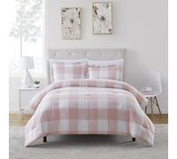 Sweet Home Collection Ultra Soft Down Alternative Set & Luxurious Bed Sheets, Polyester, Checkered Box Blush, Full