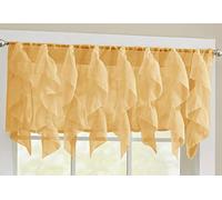Sweet Home Collection Veritcal Kitchen Curtain Sheer Cascading Ruffle Waterfall Window Treatment-Choice of Valance, 24" or 36" Teir, and Kit, Camel