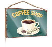 Sweet Home Mat Steaming Cup of Coffee with Chocolate On Saucer Wooded Sign Bar Decor for Home Pool Decor(20X30CM)