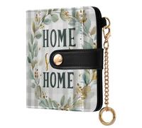 Sweet Home Plaid White Pattern Small Women Wallet Leather RFID Blocking Bifold Compact Card Holder with Zipper Coin Pocket Purse for Girls Ladies Women