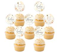 Sweet Honey Baby Shower Cupcake Toppers Bee Honeycomb Cake Picks | 36Pcs Double Sided A Little Honey is on The Way Baby Shower Dessert Decorations for Gender Reveal Welcome Baby Party Supplies