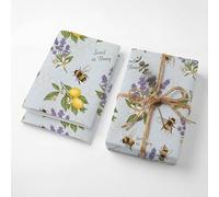 Sweet Honey Bee Lemon Birthday Wrapping Paper Folded Sheets, 120GSM Thick Kraft Wrapping Paper for Women, Light Blue Lavender Botanical Print for Wife Mom Present Packaging, Two Pack