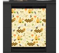 Sweet Honey Cute Bees Honeycomb Dishwasher Magnetic Cover Kitchen Decor Bee Front Dishwasher Refrigerator Magnetic Cover Sticker Appliance Decorative Cover 23 x 26 Inches