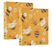 Sweet Honey Pattern Cute Bees Happy Binder 3 Rings Binder With Storage Box 1/2 Pack Office Supplies 200 Sheets